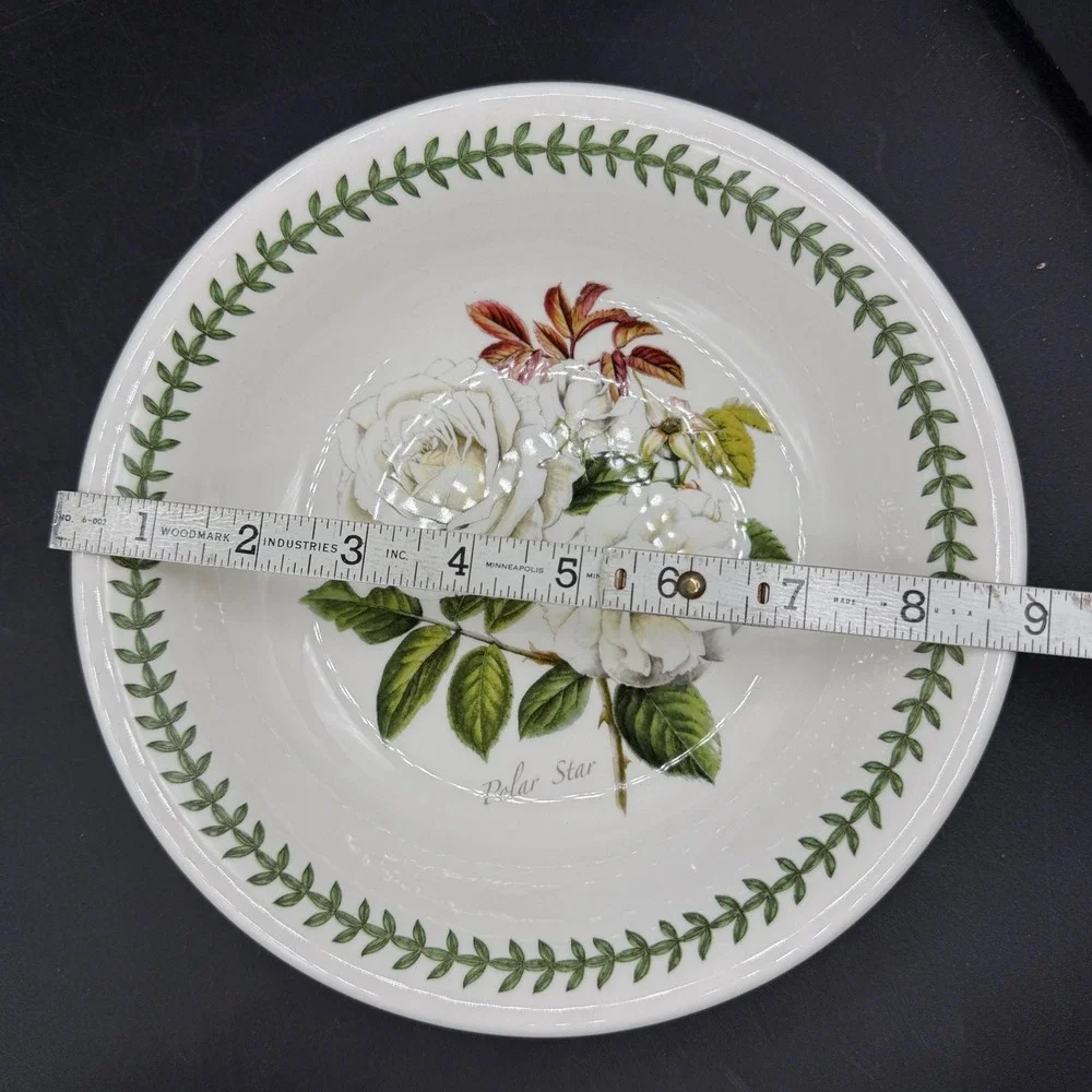 Portmeirion Botanic Roses Pasta Bowls Set of 4 Floral White 8.5in Cottagecore
